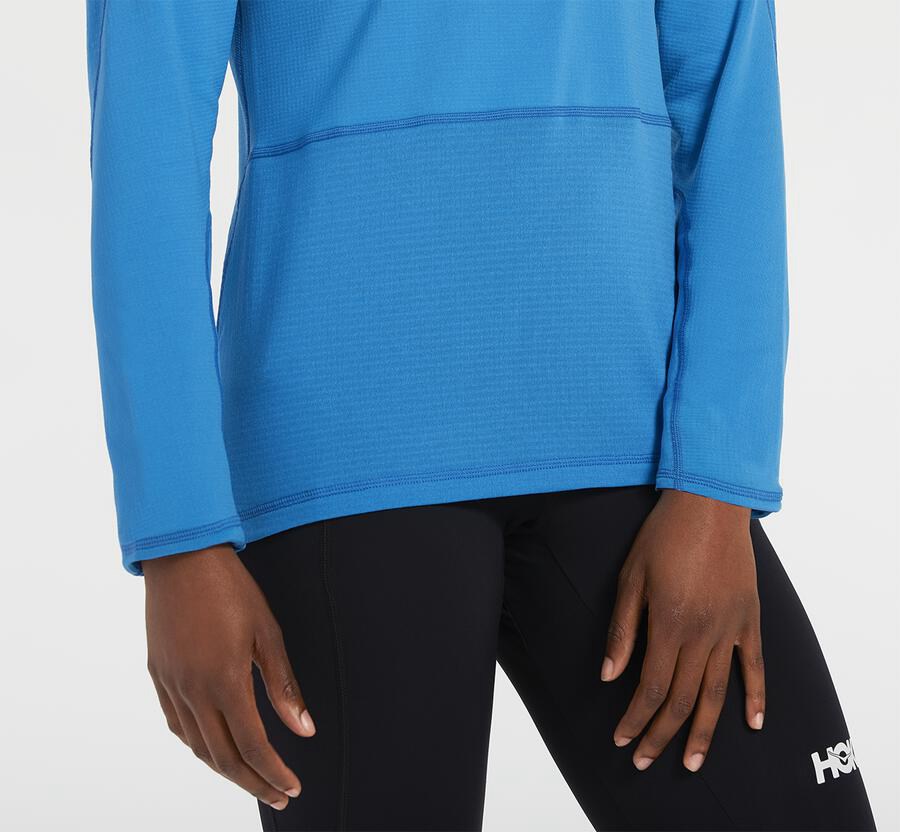 Top Hoka One One Mujer Azules - 1/2 Cremallera Midlayer - KSED25360